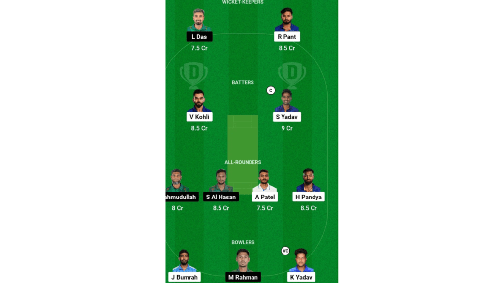 IND vs BAN dream 11 team today